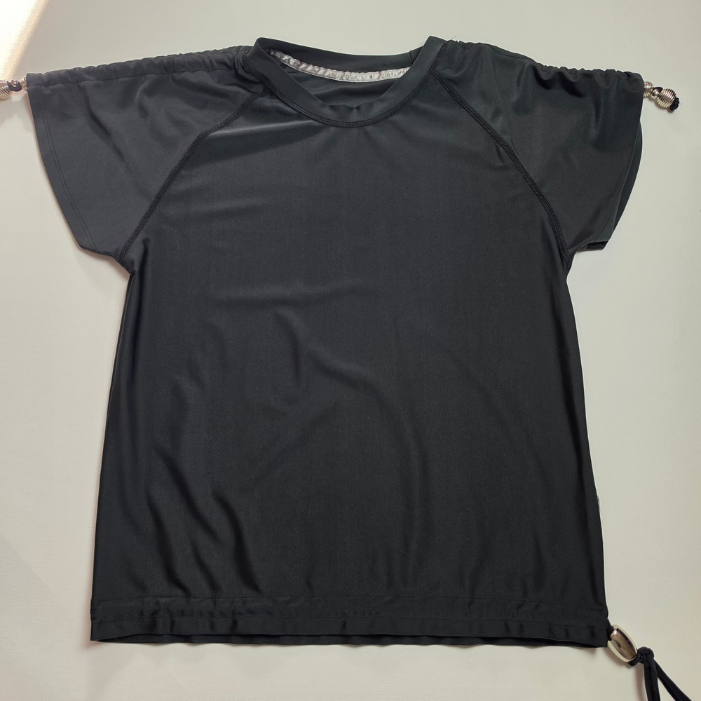 UV Couture SPF 50 Sun Shirt Short Sleeve Drawstring Black Size Medium